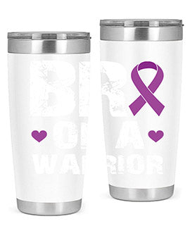Alzheimer's Awareness Tumbler in 20oz and 30oz sizes, showcasing double wall vacuum stainless steel design with a drink-thru lid.