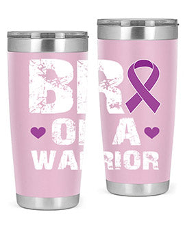 Alzheimer's Awareness Tumbler in 20oz and 30oz sizes, showcasing double wall vacuum stainless steel design with a drink-thru lid.