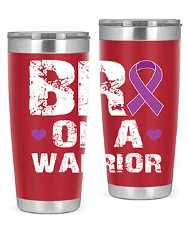 Alzheimer's Awareness Tumbler in 20oz and 30oz sizes, showcasing double wall vacuum stainless steel design with a drink-thru lid.