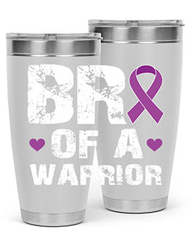 Alzheimer's Awareness Tumbler in 20oz and 30oz sizes, showcasing double wall vacuum stainless steel design with a drink-thru lid.