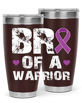 Alzheimer's Awareness Tumbler in 20oz and 30oz sizes, showcasing double wall vacuum stainless steel design with a drink-thru lid.