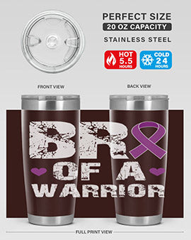 Alzheimer's Awareness Tumbler in 20oz and 30oz sizes, showcasing double wall vacuum stainless steel design with a drink-thru lid.
