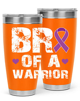 Alzheimer's Awareness Tumbler in 20oz and 30oz sizes, showcasing double wall vacuum stainless steel design with a drink-thru lid.