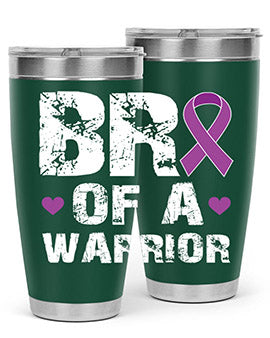Alzheimer's Awareness Tumbler in 20oz and 30oz sizes, showcasing double wall vacuum stainless steel design with a drink-thru lid.