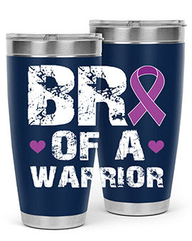 Alzheimer's Awareness Tumbler in 20oz and 30oz sizes, showcasing double wall vacuum stainless steel design with a drink-thru lid.