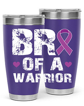 Alzheimer's Awareness Tumbler in 20oz and 30oz sizes, showcasing double wall vacuum stainless steel design with a drink-thru lid.