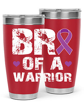 Alzheimer's Awareness Tumbler in 20oz and 30oz sizes, showcasing double wall vacuum stainless steel design with a drink-thru lid.