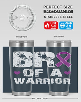 Alzheimer's Awareness Tumbler in 20oz and 30oz sizes, showcasing double wall vacuum stainless steel design with a drink-thru lid.