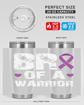 Alzheimer's Awareness Tumbler in 20oz and 30oz sizes, showcasing double wall vacuum stainless steel design with a drink-thru lid.