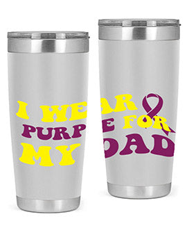 Alzheimer's Awareness Style 72# Tumbler in stainless steel with a vibrant design, showcasing its double wall vacuum insulation.