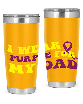 Alzheimer's Awareness Style 72# Tumbler in stainless steel with a vibrant design, showcasing its double wall vacuum insulation.