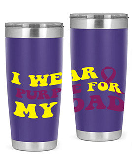 Alzheimer's Awareness Style 72# Tumbler in stainless steel with a vibrant design, showcasing its double wall vacuum insulation.