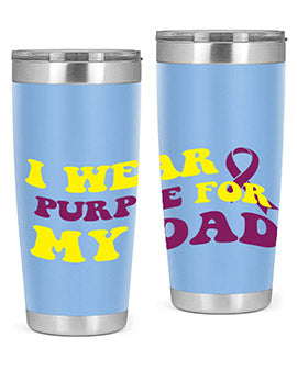 Alzheimer's Awareness Style 72# Tumbler in stainless steel with a vibrant design, showcasing its double wall vacuum insulation.