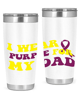 Alzheimer's Awareness Style 72# Tumbler in stainless steel with a vibrant design, showcasing its double wall vacuum insulation.