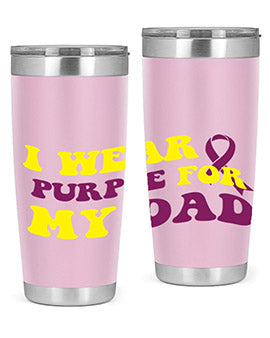 Alzheimer's Awareness Style 72# Tumbler in stainless steel with a vibrant design, showcasing its double wall vacuum insulation.