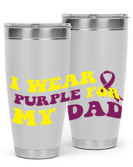 Alzheimer's Awareness Style 72# Tumbler in stainless steel with a vibrant design, showcasing its double wall vacuum insulation.