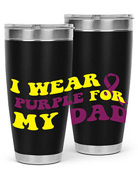 Alzheimer's Awareness Style 72# Tumbler in stainless steel with a vibrant design, showcasing its double wall vacuum insulation.