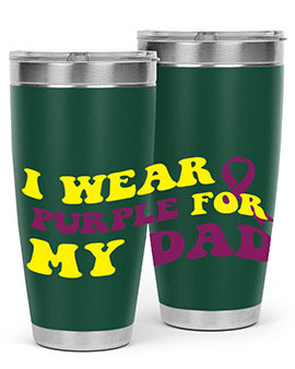 Alzheimer's Awareness Style 72# Tumbler in stainless steel with a vibrant design, showcasing its double wall vacuum insulation.