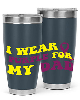 Alzheimer's Awareness Style 72# Tumbler in stainless steel with a vibrant design, showcasing its double wall vacuum insulation.