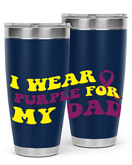 Alzheimer's Awareness Style 72# Tumbler in stainless steel with a vibrant design, showcasing its double wall vacuum insulation.