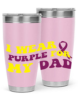 Alzheimer's Awareness Style 72# Tumbler in stainless steel with a vibrant design, showcasing its double wall vacuum insulation.