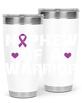 Alzheimer's Awareness Tumbler in 20oz and 30oz sizes, featuring a double wall vacuum stainless steel design with a vibrant awareness print.