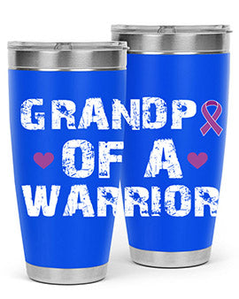 Alzheimer's Awareness Tumbler in stainless steel with a vibrant design, showcasing its double wall vacuum insulation and drink-thru lid.