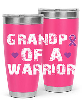 Alzheimer's Awareness Tumbler in stainless steel with a vibrant design, showcasing its double wall vacuum insulation and drink-thru lid.