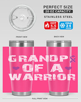 Alzheimer's Awareness Tumbler in stainless steel with a vibrant design, showcasing its double wall vacuum insulation and drink-thru lid.