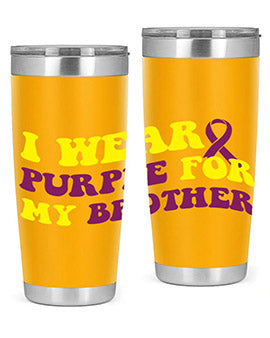 Alzheimer's Awareness Style 86# Tumbler in stainless steel with a vibrant print, showcasing its double wall vacuum design.