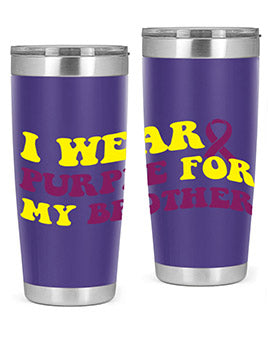 Alzheimer's Awareness Style 86# Tumbler in stainless steel with a vibrant print, showcasing its double wall vacuum design.