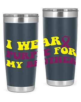Alzheimer's Awareness Style 86# Tumbler in stainless steel with a vibrant print, showcasing its double wall vacuum design.