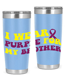 Alzheimer's Awareness Style 86# Tumbler in stainless steel with a vibrant print, showcasing its double wall vacuum design.