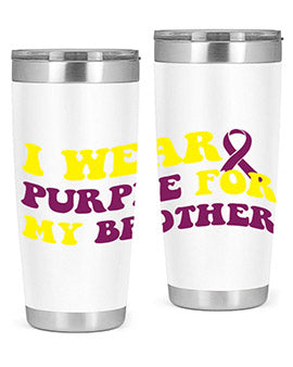 Alzheimer's Awareness Style 86# Tumbler in stainless steel with a vibrant print, showcasing its double wall vacuum design.