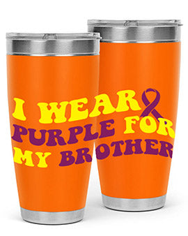 Alzheimer's Awareness Style 86# Tumbler in stainless steel with a vibrant print, showcasing its double wall vacuum design.