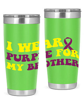 Alzheimer's Awareness Style 86# Tumbler in stainless steel with a vibrant print, showcasing its double wall vacuum design.