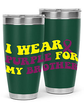 Alzheimer's Awareness Style 86# Tumbler in stainless steel with a vibrant print, showcasing its double wall vacuum design.