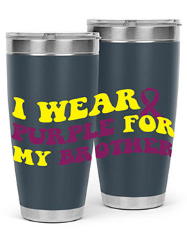 Alzheimer's Awareness Style 86# Tumbler in stainless steel with a vibrant print, showcasing its double wall vacuum design.