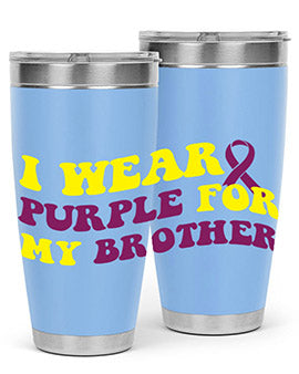 Alzheimer's Awareness Style 86# Tumbler in stainless steel with a vibrant print, showcasing its double wall vacuum design.
