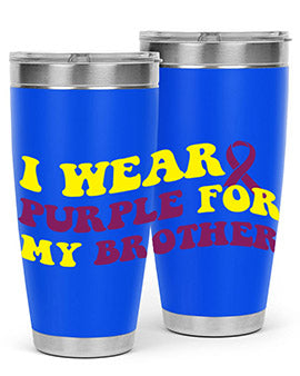 Alzheimer's Awareness Style 86# Tumbler in stainless steel with a vibrant print, showcasing its double wall vacuum design.