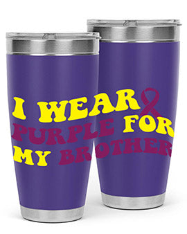Alzheimer's Awareness Style 86# Tumbler in stainless steel with a vibrant print, showcasing its double wall vacuum design.