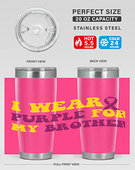 Alzheimer's Awareness Style 86# Tumbler in stainless steel with a vibrant print, showcasing its double wall vacuum design.
