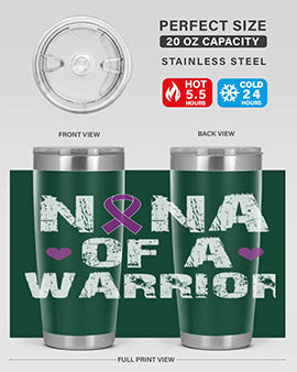Alzheimer's Awareness Style 87# Tumbler featuring double wall vacuum stainless steel design, available in 20oz and 30oz sizes.