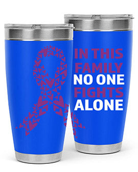 Alzheimer's Awareness Tumbler in 20oz and 30oz sizes, showcasing double wall vacuum stainless steel design with a vibrant awareness print.