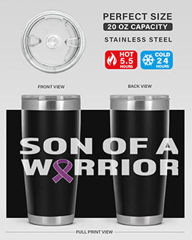 Alzheimer's Awareness Style 90# Tumbler in stainless steel with a drink-thru lid, showcasing its double wall vacuum design.