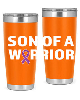 Alzheimer's Awareness Style 90# Tumbler in stainless steel with a drink-thru lid, showcasing its double wall vacuum design.