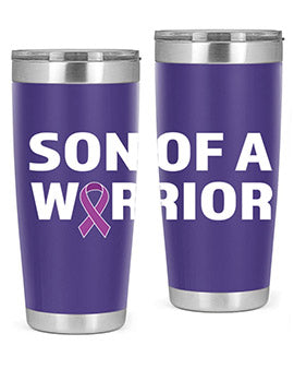 Alzheimer's Awareness Style 90# Tumbler in stainless steel with a drink-thru lid, showcasing its double wall vacuum design.