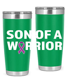 Alzheimer's Awareness Style 90# Tumbler in stainless steel with a drink-thru lid, showcasing its double wall vacuum design.