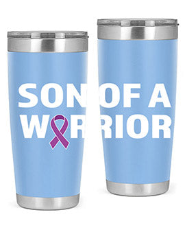 Alzheimer's Awareness Style 90# Tumbler in stainless steel with a drink-thru lid, showcasing its double wall vacuum design.