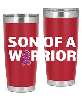 Alzheimer's Awareness Style 90# Tumbler in stainless steel with a drink-thru lid, showcasing its double wall vacuum design.